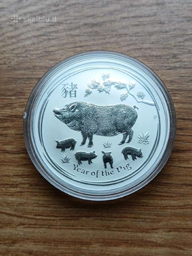 Sidabrinė 1oz moneta Kiaulės metai 2019 Australija