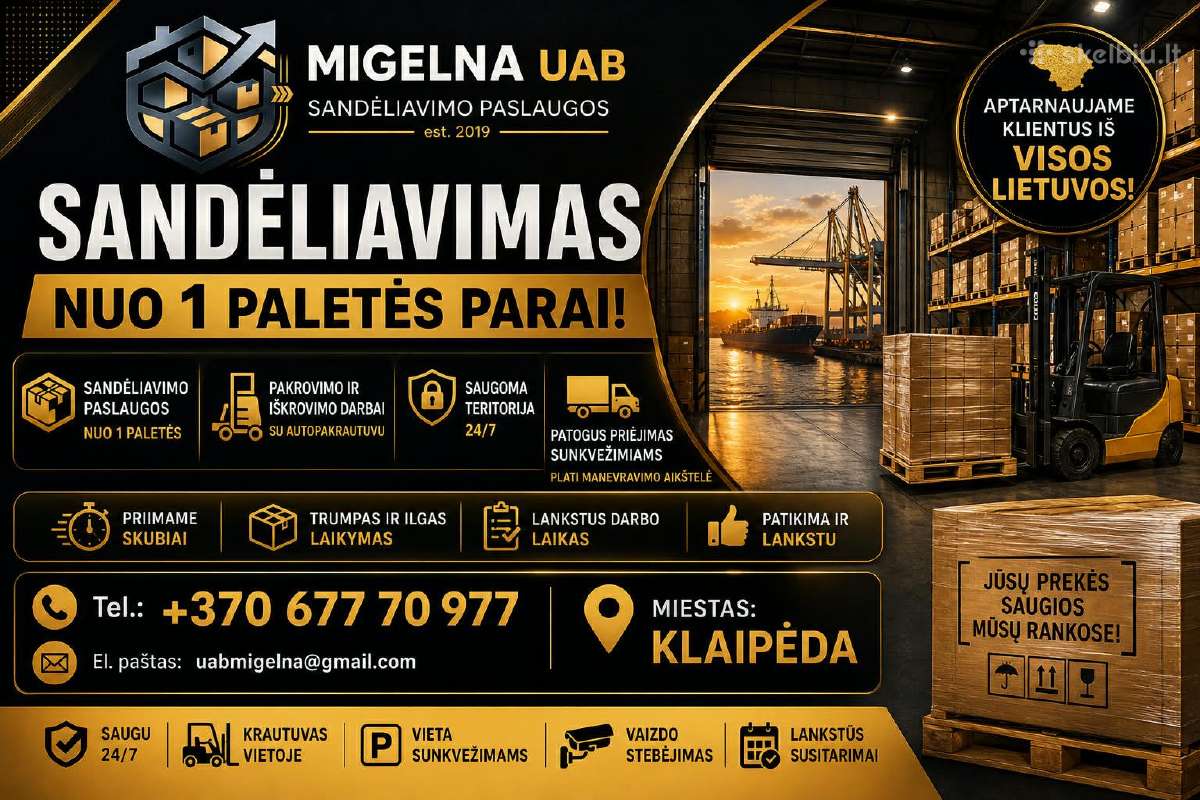 Sandeliavimo paalaugos nuo 1 paletės