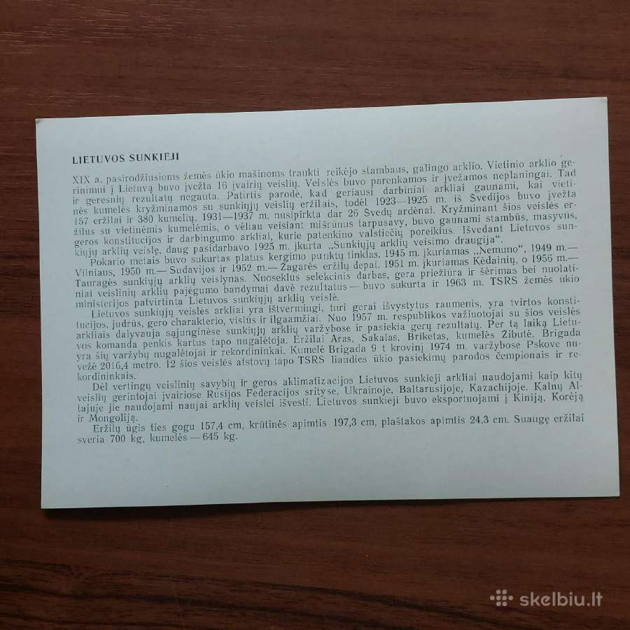 Atvirukų rinkinys 1986 m. - Lietuvos žirgai - nuotraukos Nr. 20