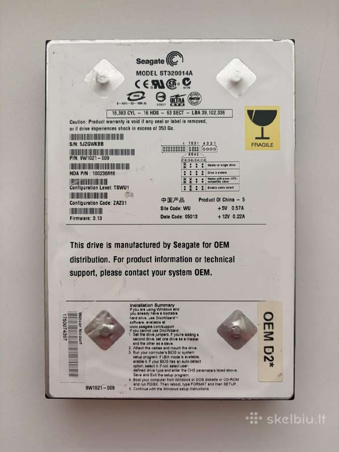 Seagate U Series X St320014a – 20 GB Ide/ata HDD
