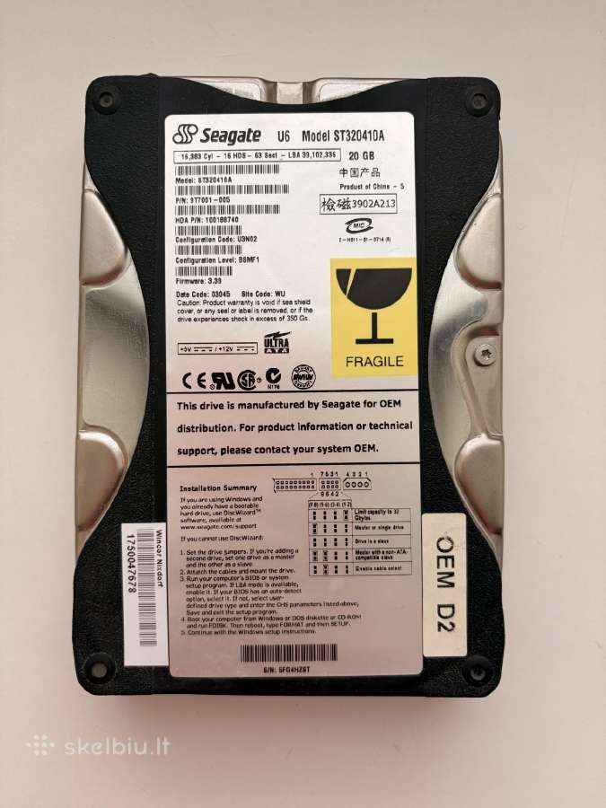 Seagate U Series 5 St320014a – 20 GB Ide/ata HDD