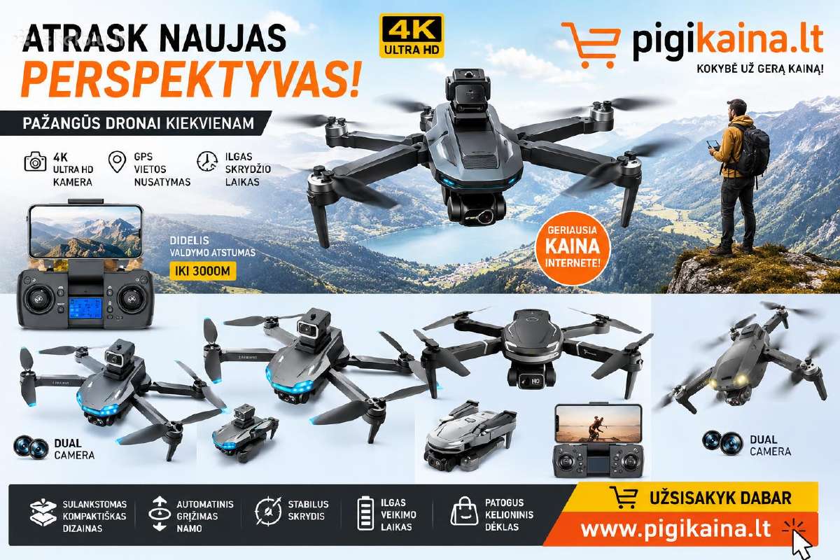 Virš 100modelių! Dronai nuo 50€ 4k su kamera