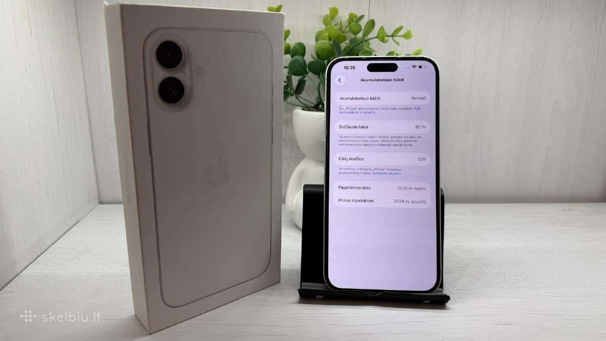 iPhone 16 plus -256gb baltas su garantija - nuotraukos Nr. 2