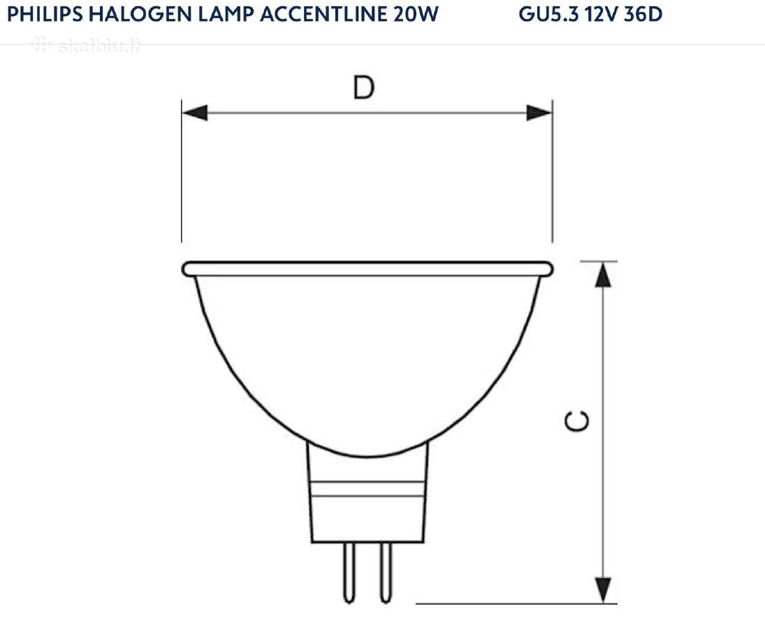 Halogenas Philips Accentline 12v 20w Gu5.3 36d - nuotraukos Nr. 3
