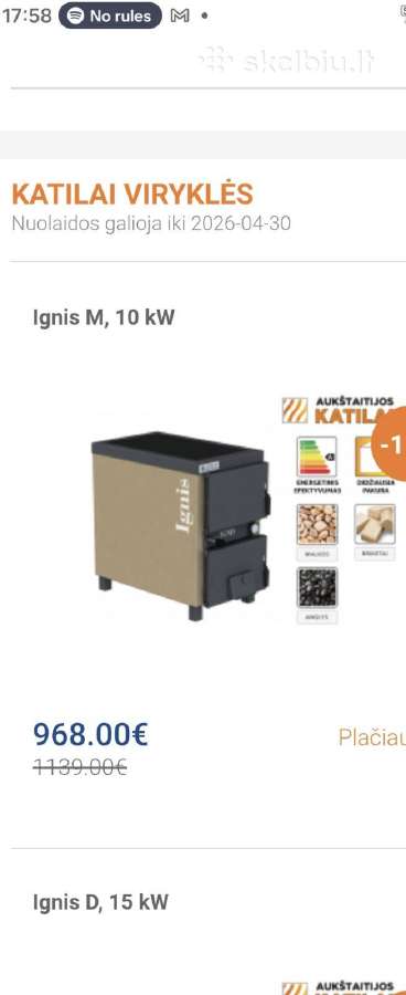 Katilas-viryklė Ignis M, galia 10 kw