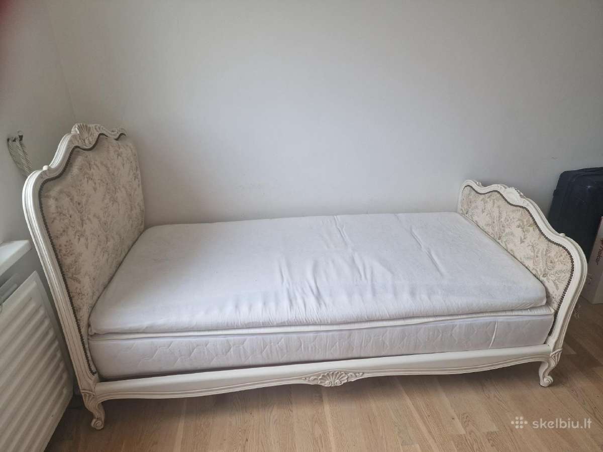 Restauruota antikvarinė viengulė lova su grotelėmi - nuotraukos Nr. 2