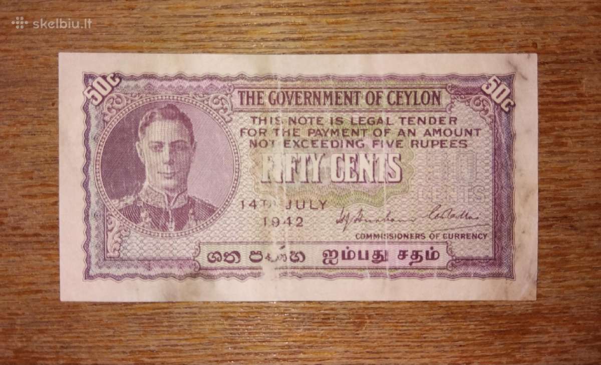 Ceylono 50 centu banknotas