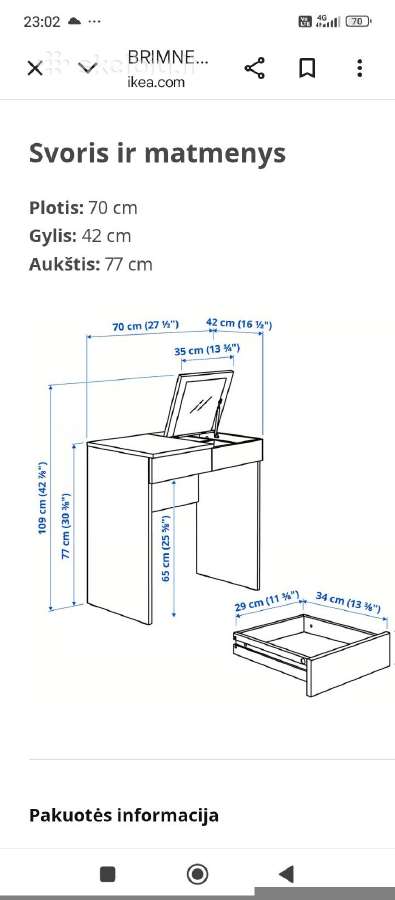 Naujas, nesurinktas kosmetinis staliukas - nuotraukos Nr. 2