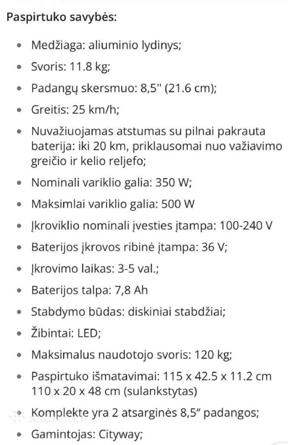 Elektrinis paspirtukas "Cityway" - nuotraukos Nr. 9