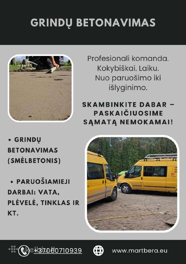 Grindų betonavimas