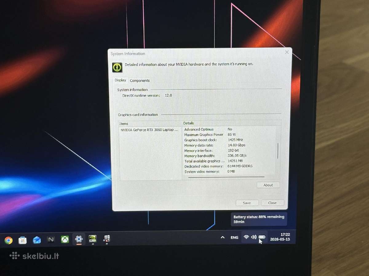 Parduodu Acer Nitro 5 17 Su Rtx 3060 6gb, 120hz - nuotraukos Nr. 8