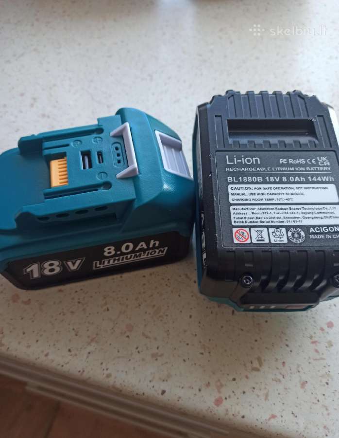 18v 6ah ir 8ah Makita akumuliatoriai - nuotraukos Nr. 3