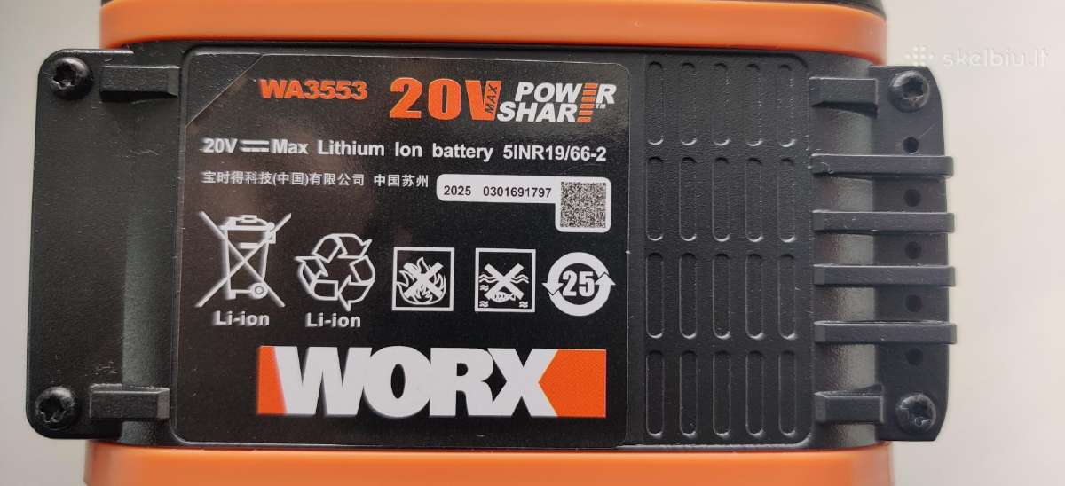 Worx licio baterija - nuotraukos Nr. 2