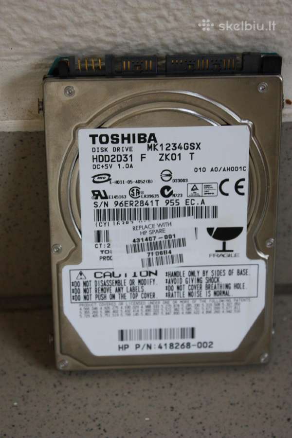 Toshiba laptop HDD 2.5" Sata/1,5gb/s 120gb 5400rpm - nuotraukos Nr. 3