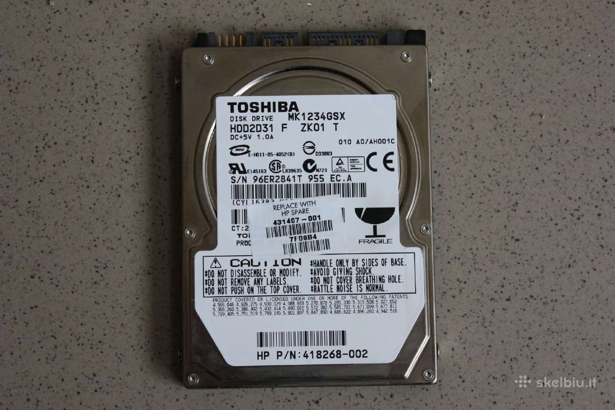 Toshiba laptop HDD 2.5" Sata/1,5gb/s 120gb 5400rpm - nuotraukos Nr. 9