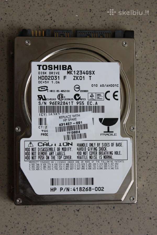 Toshiba laptop HDD 2.5" Sata/1,5gb/s 120gb 5400rpm - nuotraukos Nr. 10