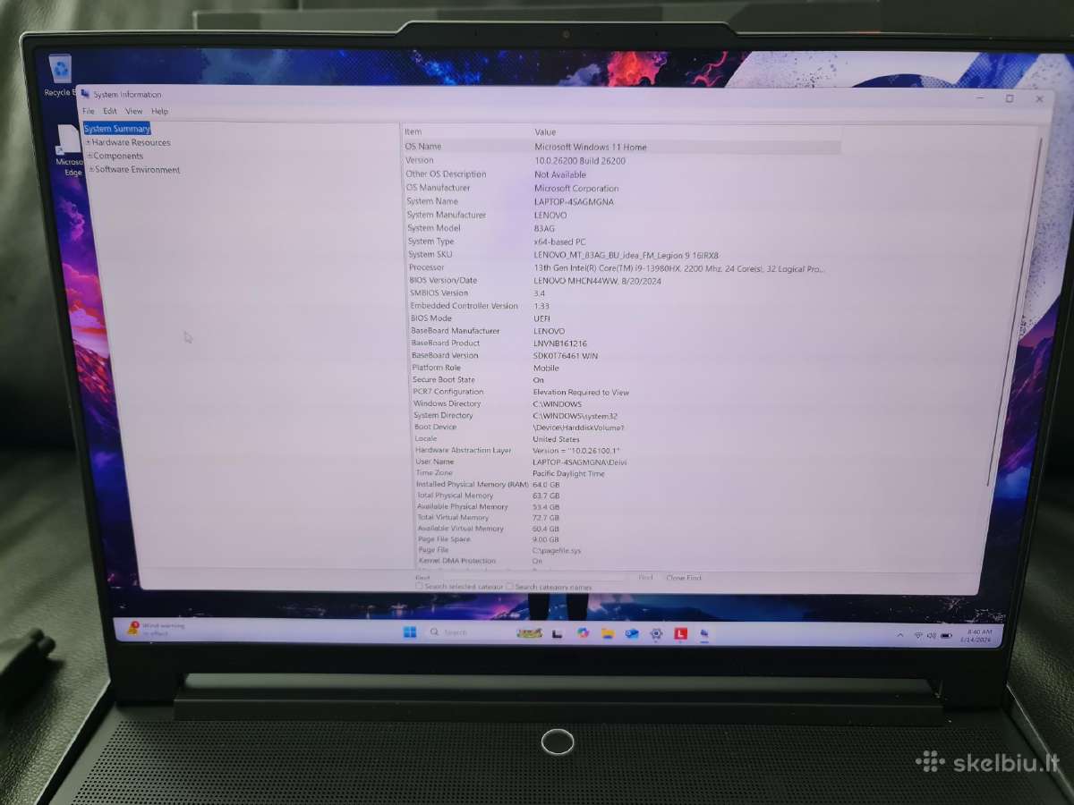Lenovo Legion 9i Gen 8 - Rtx 4090 / 64gb / 2tb - nuotraukos Nr. 4