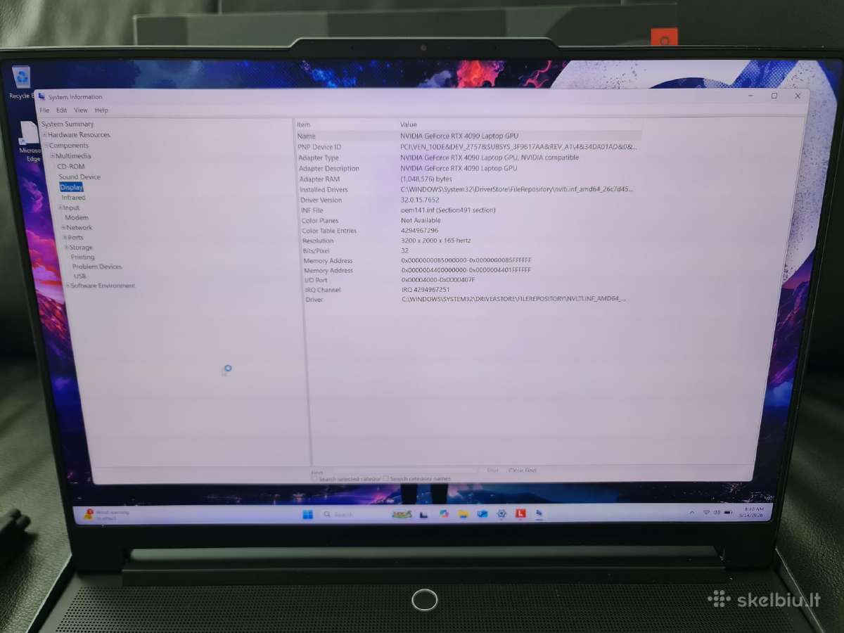 Lenovo Legion 9i Gen 8 - Rtx 4090 / 64gb / 2tb - nuotraukos Nr. 5