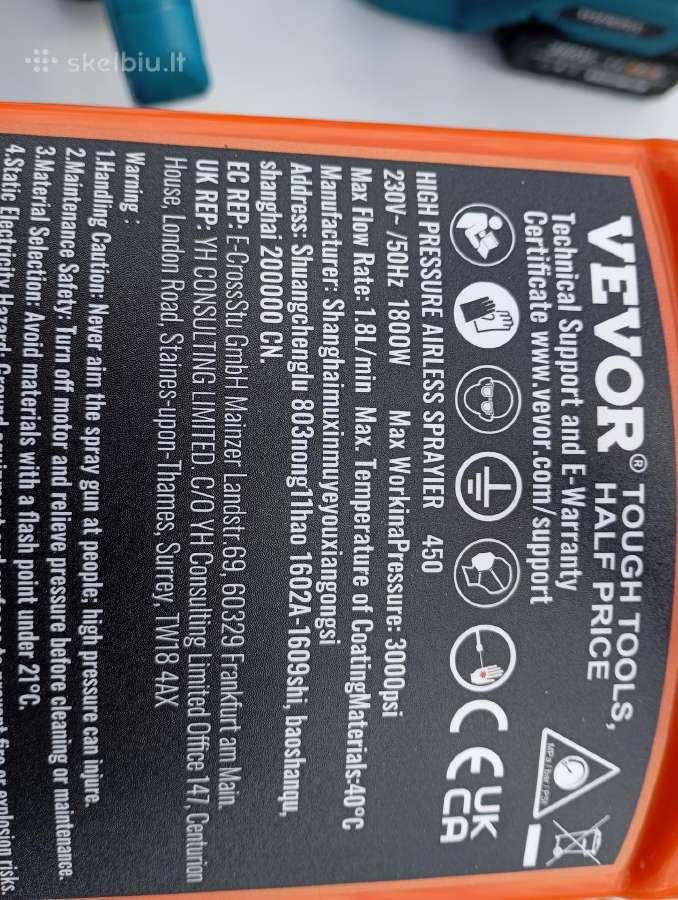 Vevor firmos dažų purkštuvas.turi ir plovimo funkc - nuotraukos Nr. 5