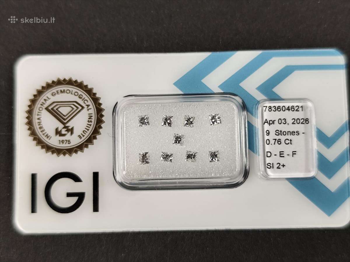 Natūralūs sertifikuoti deimantai 0,76 ct