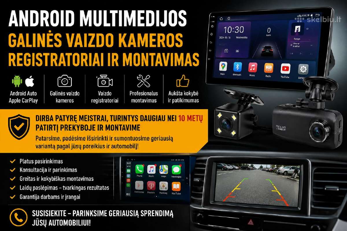 Android multimedijos navigacijos ir montavimas