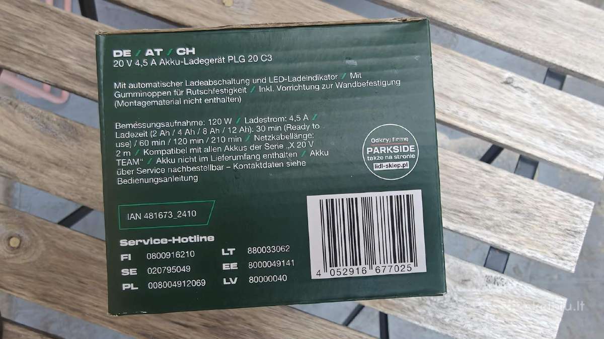 Parkside 20v 4.5a akumuliatoriu kroviklis - nuotraukos Nr. 4