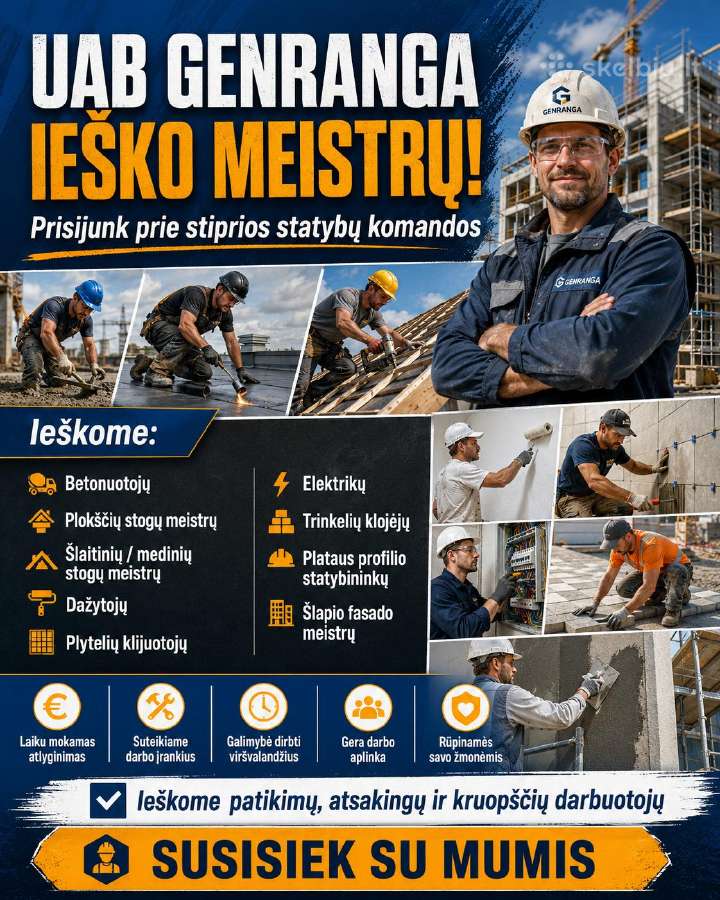 Ieškomi motyvuoti statybininkai
