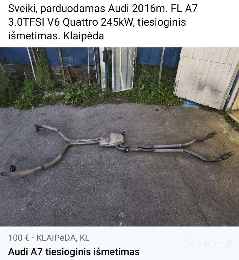 Parduodamas Audi A7 2016m tiesioginis išmetimas