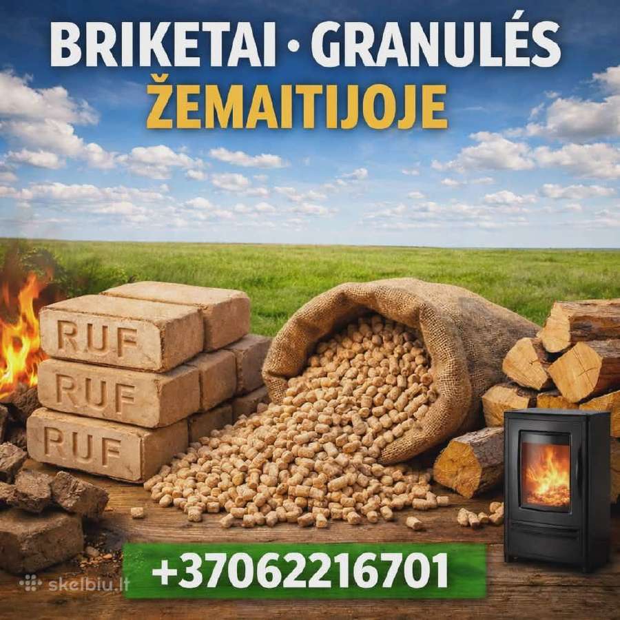Medžio pjuvenų granulės 6mm En Plus A1 / Briketai