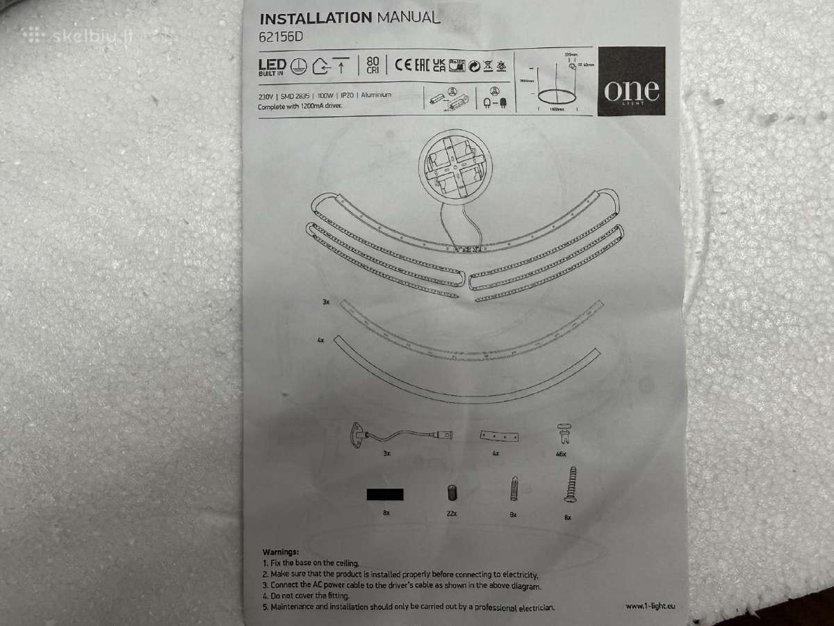 100w pakabinamas šviestuvas, juodas, 3000k, 62156d - nuotraukos Nr. 3