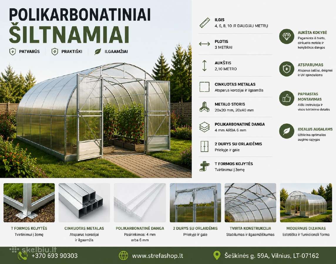 Polikarbonatiniai šiltnamiai Agro Eko ir Agro Liux