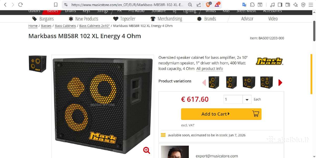 Markbass Mb58r 102 XL Energy 400-watt 2x10" 8ohm - nuotraukos Nr. 3