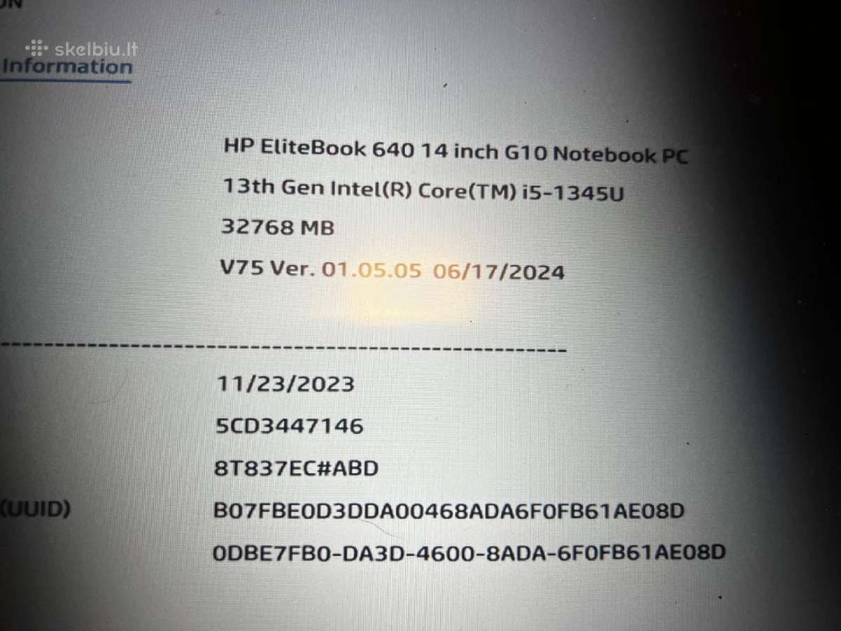 Hp Elitebook 640 G10 i5-13/32gb RAM/512gb - nuotraukos Nr. 8