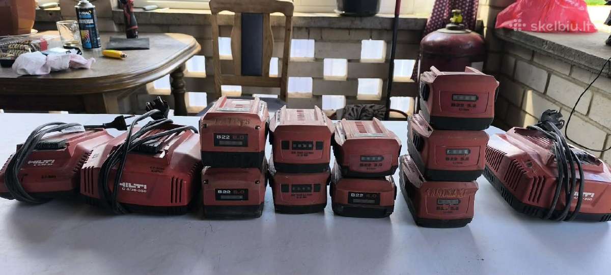 Hilti baterijos ir pakrovėjai