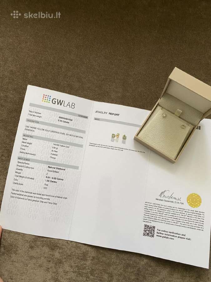 14k geltono aukso deimantiniai auskarai 1.04ct Vs2 - nuotraukos Nr. 8