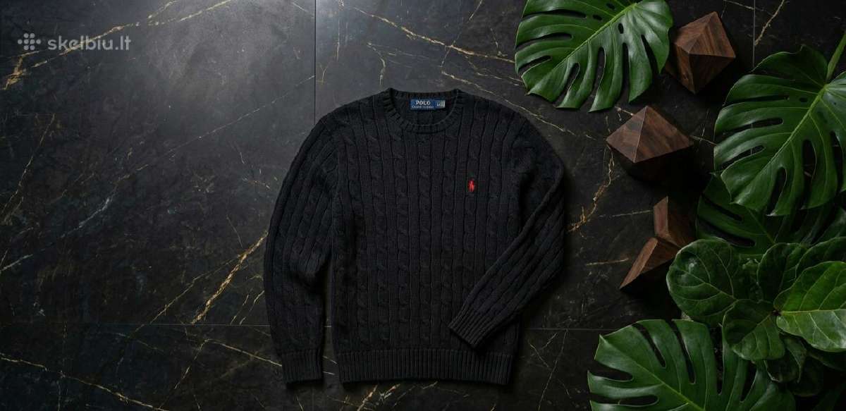Rl cable knit crewneck megztinis juodas - nuotraukos Nr. 3