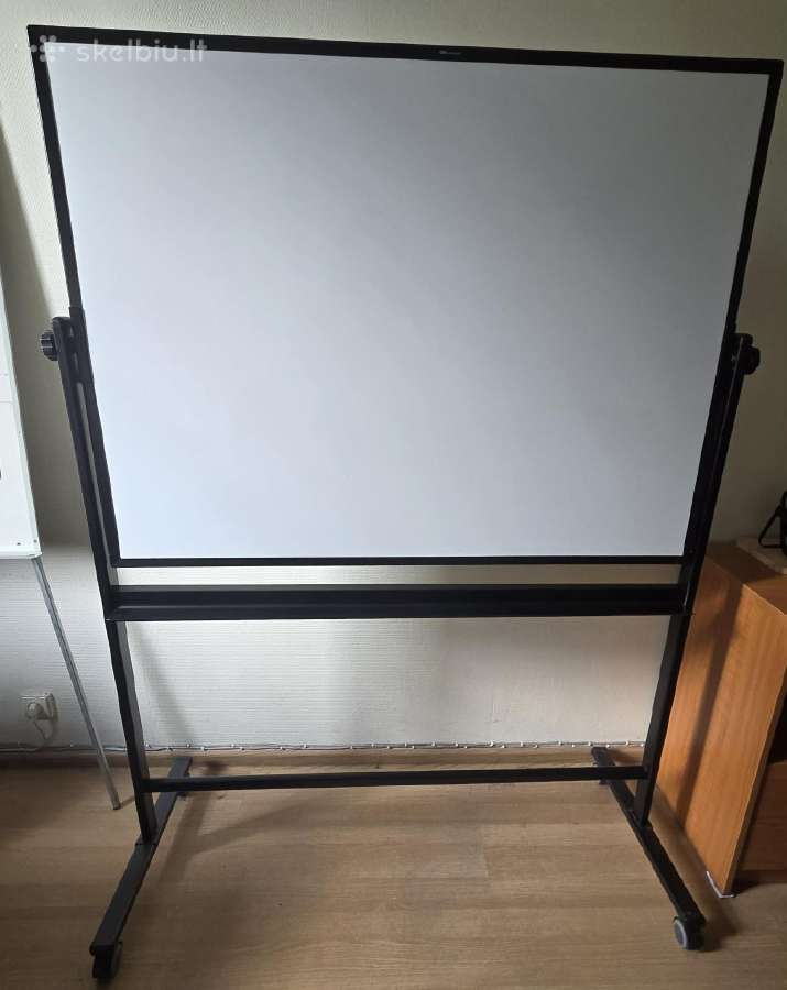 Magnetinė dvipusė balta lenta ant ratų