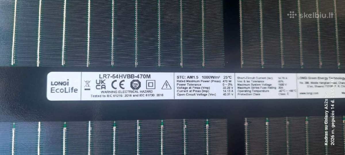 Saulės moduliai Longi 475w - nuotraukos Nr. 4