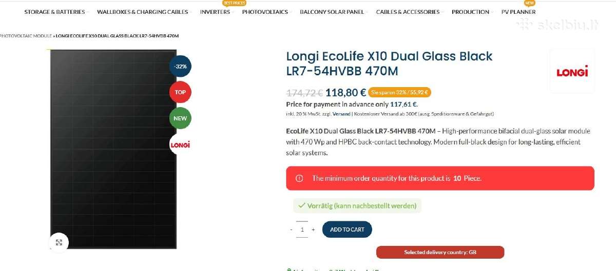 Saulės moduliai Longi 470 W