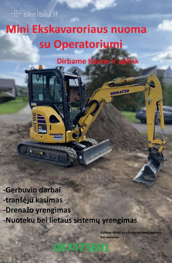 Mini ekskavatorius 2.7 nuoma