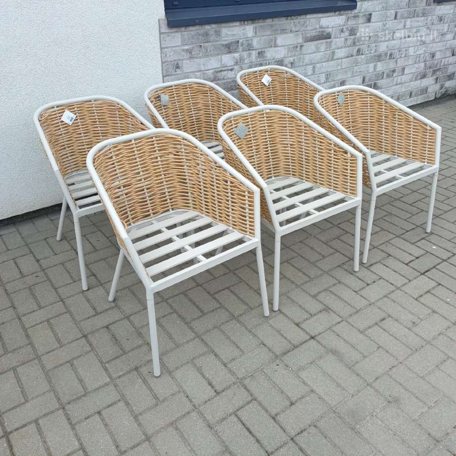 Aliuminiai lauko foteliukai be paminkštinimų