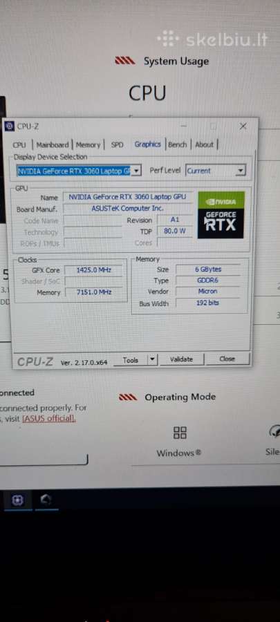 Asus Tuf dash 15 24 GB RAM 3060 6gb - nuotraukos Nr. 2