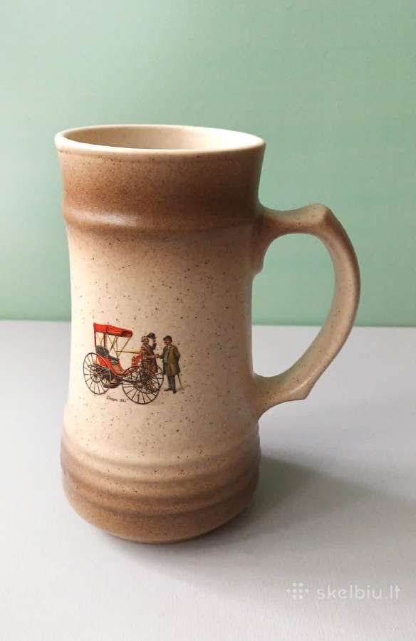Dideli vintažiniai keraminiai bokalai su retro aut - nuotraukos Nr. 2
