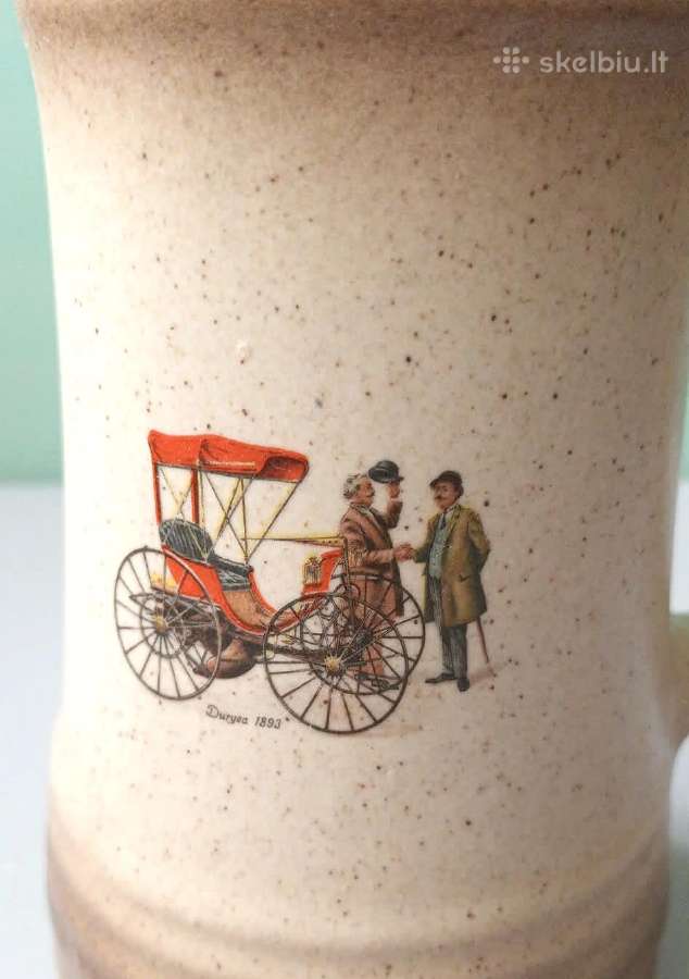 Dideli vintažiniai keraminiai bokalai su retro aut - nuotraukos Nr. 3