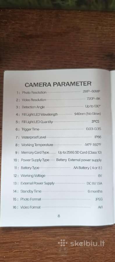 Miško stebėjimo kamera.8k. 60mp. WiFi - nuotraukos Nr. 4