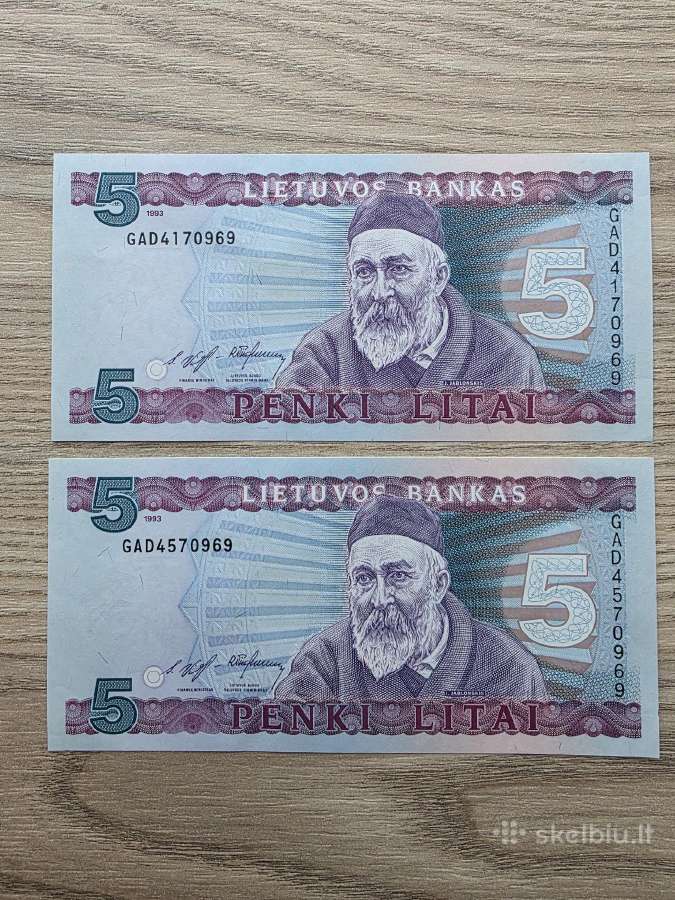 1993 metų 5 litai Jablonskis Unc