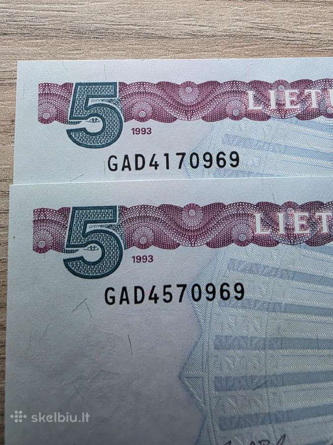 1993 metų 5 litai Jablonskis Unc - nuotraukos Nr. 3