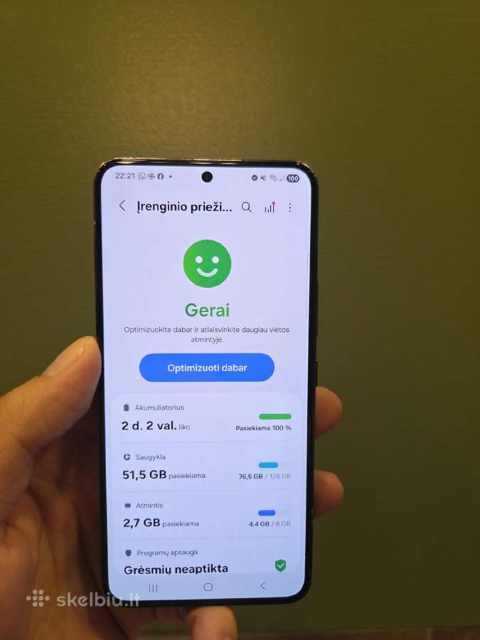 Telefonas Samsung S22 128gb su 4 metų garantija