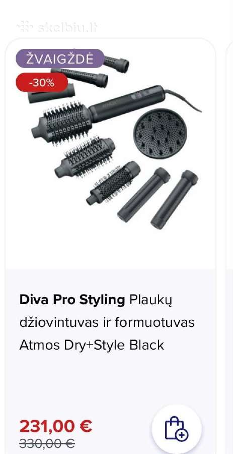 Plaukų džiovintuvas ir formuotuvas.