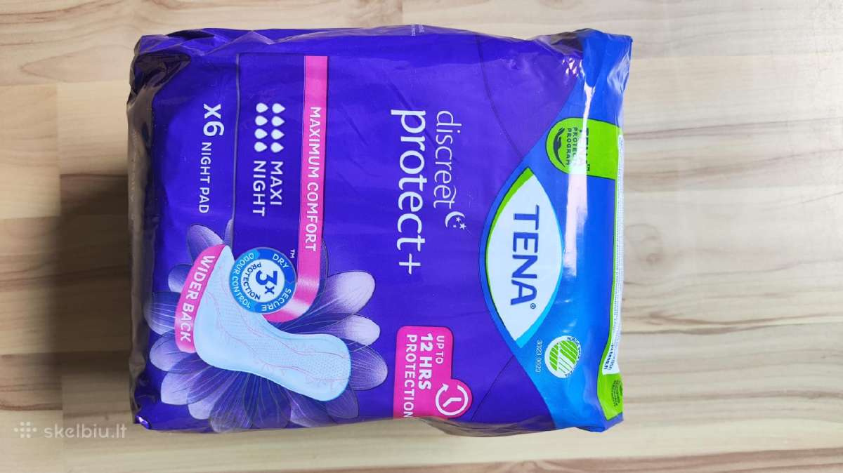 Nauji įklotai Tena Discreet Protect+ Maxi Night